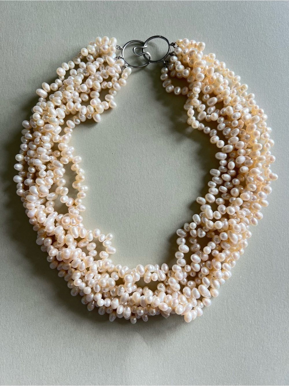 Multi-Strand Freshwater Pearl Necklace in Cream - Unbranded